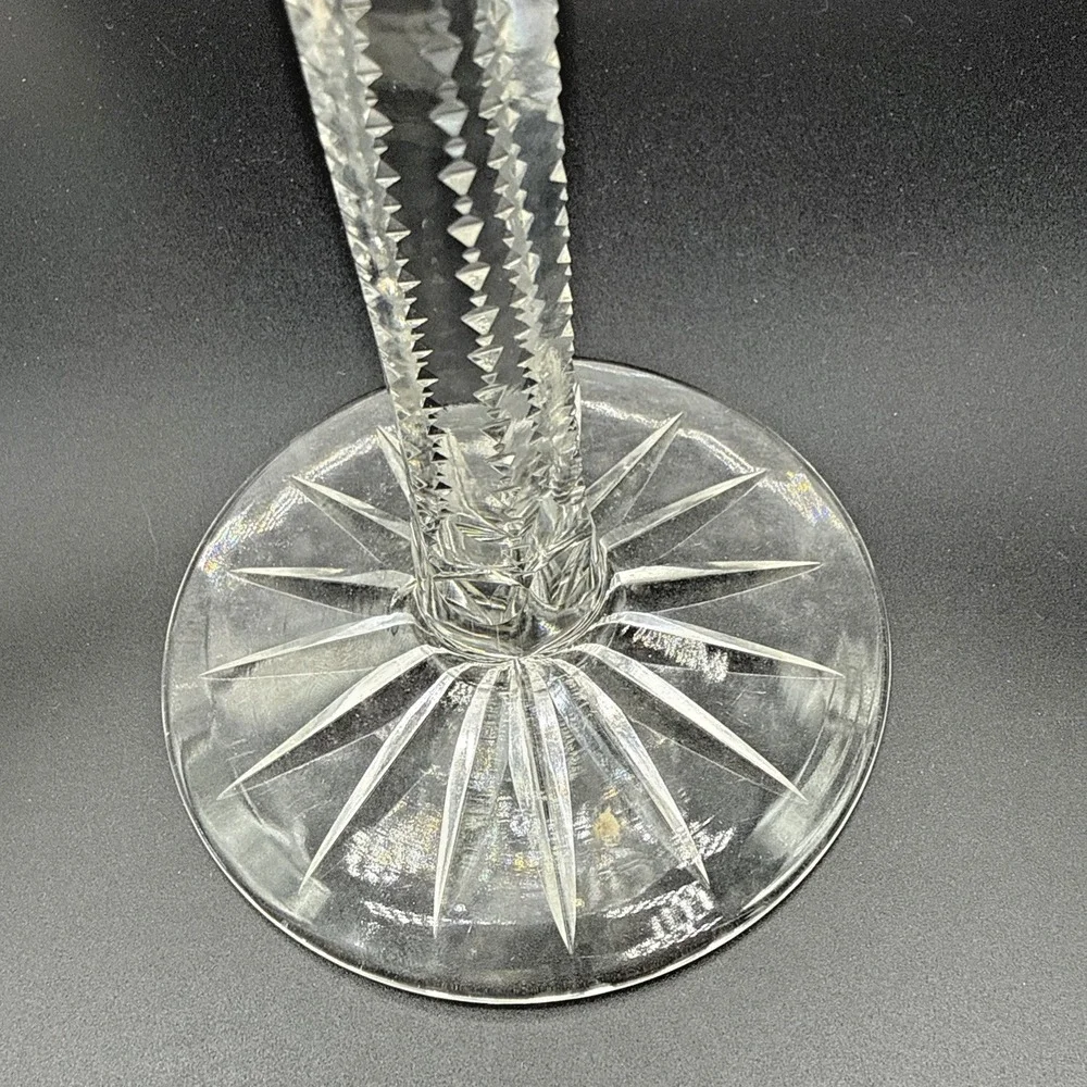 Antique American Brilliant Period Cut Glass Compote Tall Pinwheel Star 10